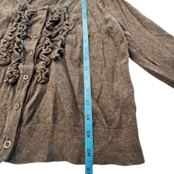 BUNDLE 3 FOR‎ $18- Knit Cardigan Sweater Ruffles Button Front Gray XXL Retro '10 - Picture 2 of 9